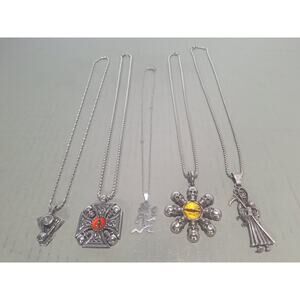 Gothic Skull Necklace Lot ICP Hatchetman Grim Reaper Punk Chains Set 5